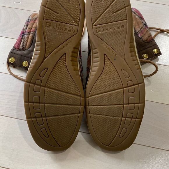 Sperry Women's Hikerfish Plaid Lace-up Leather Boots Brown & Pink Size 8M - Picture 3 of 4